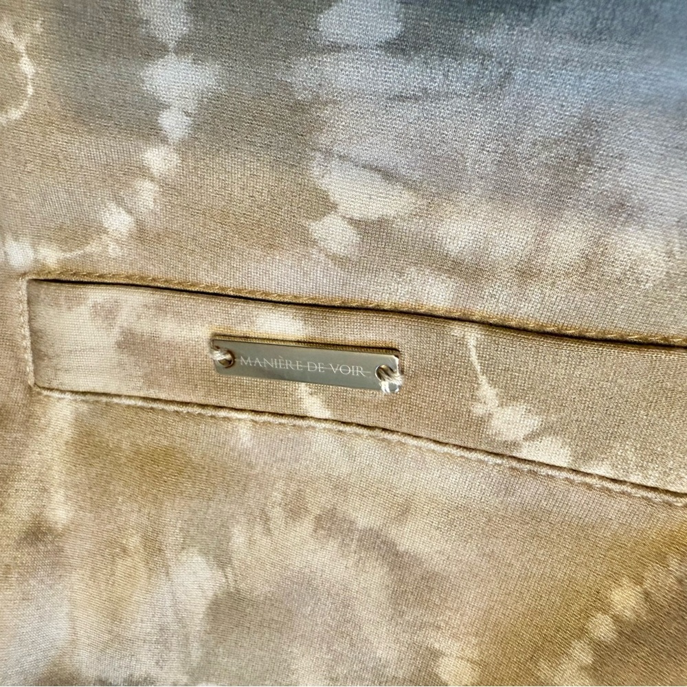 ❤️ Maniere de Voir Tan Printed Tie Up Dye High Waisted Flared Legging Pants 6 - Picture 11 of 15